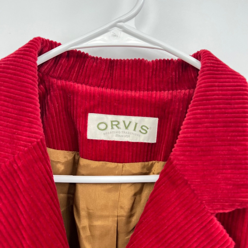 Orvis Red Corduroy With Tan Elbow Patches‎ Blazer Size 12 - Picture 2 of 16